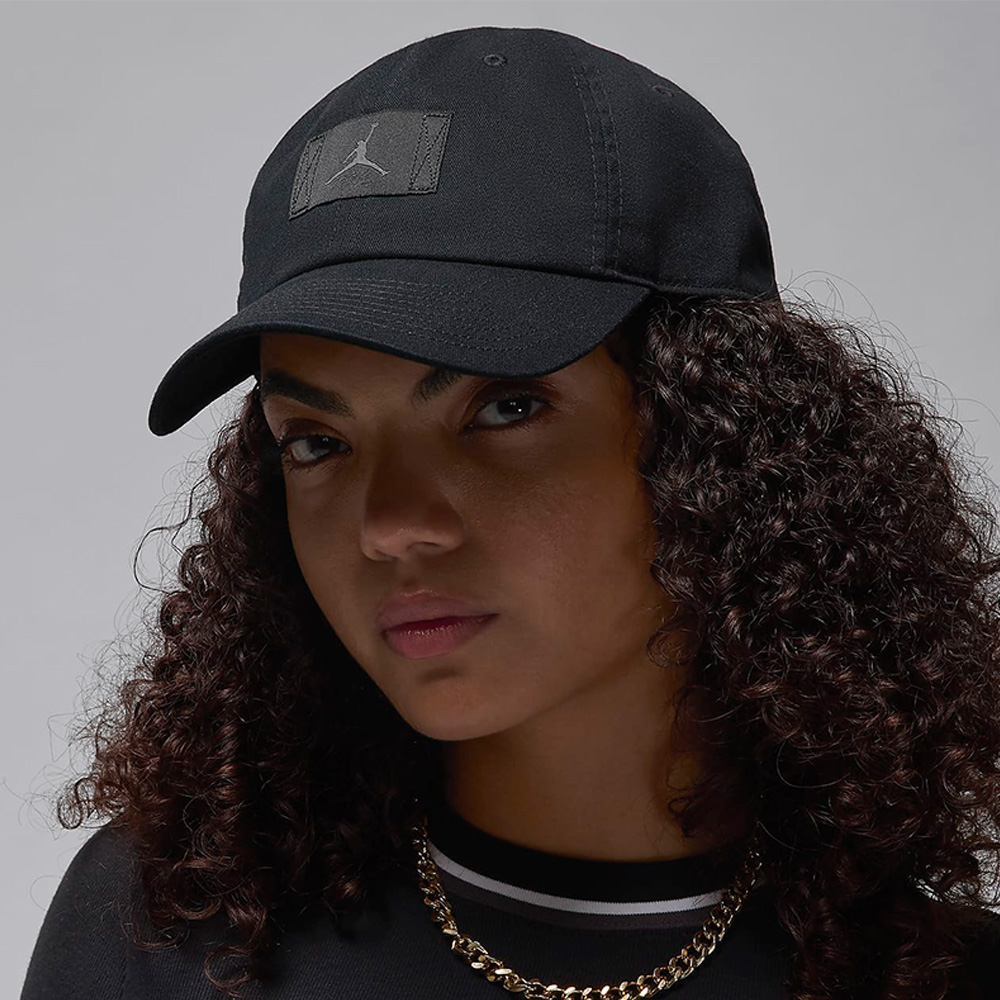 NIKE 耐吉 J CLUB CAP US CB FLT PATCH 男女款 休閒帽 喬丹 老帽 黑色-FD5181013