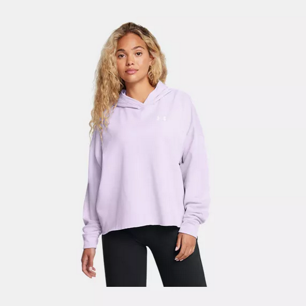 Under Armour 安德瑪 Rival Terry OS 連帽長袖套頭衫 女 帽T 紫色-1382736-535