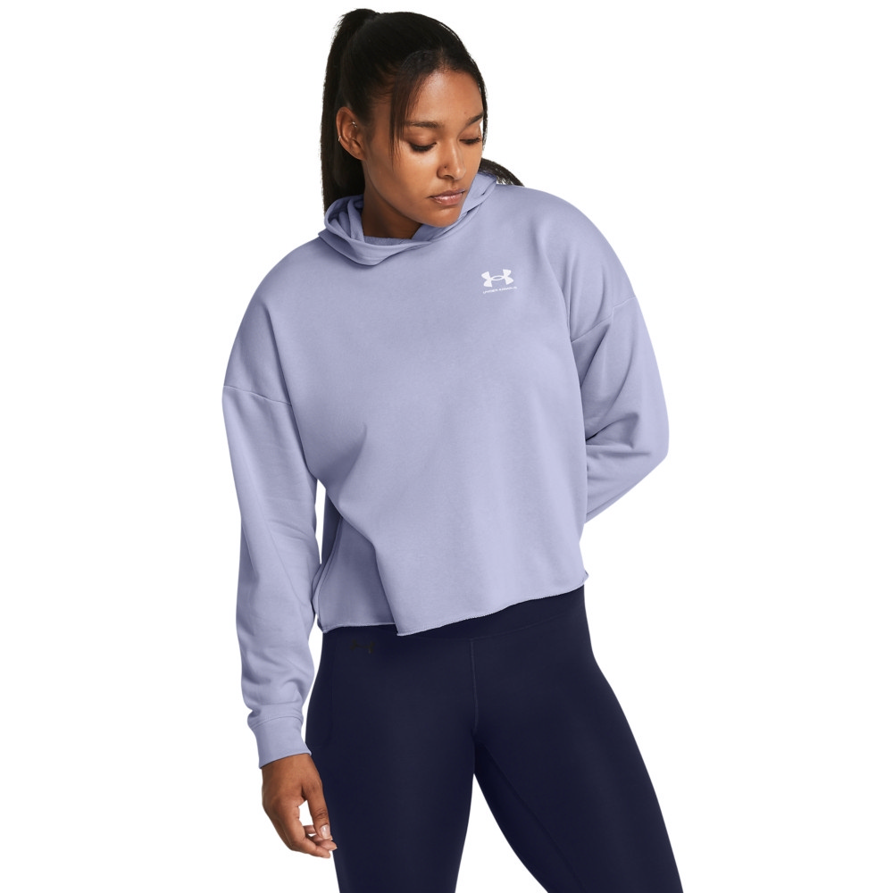 Under Armour 安德瑪 Rival Terry OS 連帽長袖套頭衫 女 帽T 紫色-1382736-539