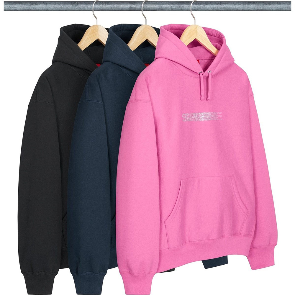 Supreme x Swarovski Motion Logo Hooded Sweatshirt 連帽衛衣 帽T 粉 黑 紅 水鑽 聯名 施華洛世奇 連帽上衣