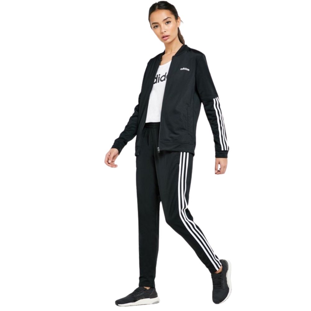adidas 愛迪達 WTS BACK2BAS 3S 女運動套裝 黑 經典三線logo設計 運動潮流 DV2428