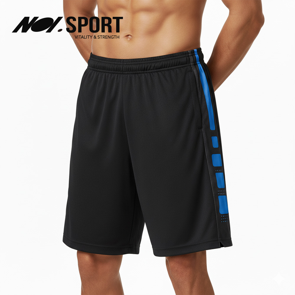 【NO.1 SPORT】拉鍊口袋 籃球褲 彈力 速乾 透氣 男生 女生 短褲 運動褲 運動短褲 (藍黑款)