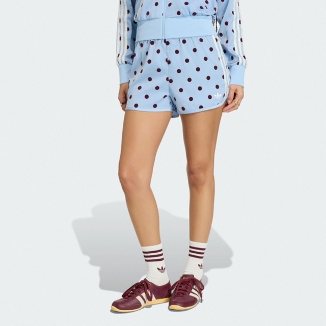 adidas 愛迪達 Adidas 愛迪達 Sprinter Shorts KV1173 女 運動短褲 休閒短褲 水藍 亞版 復古 點點