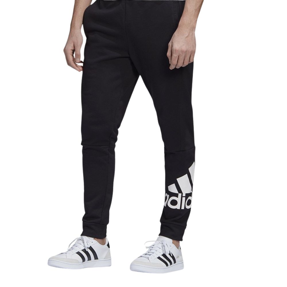 adidas 愛迪達 黑色縮口棉長褲 男款  經典三條紋 運動休閒 GD5041