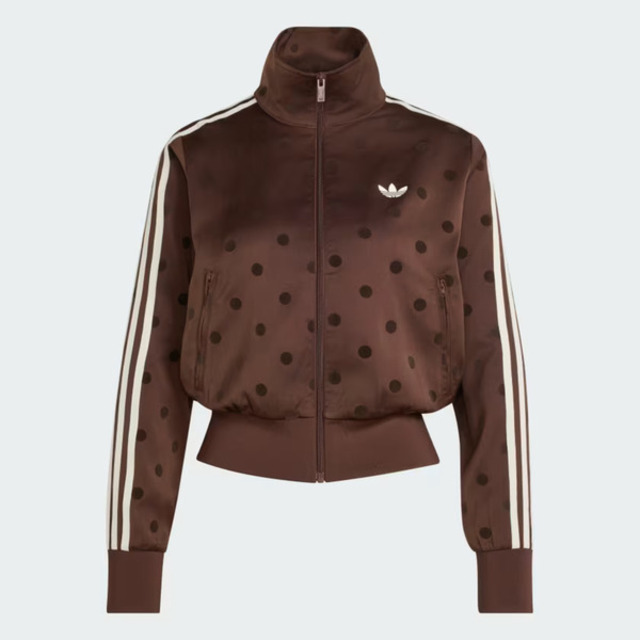 adidas 愛迪達 Adidas 愛迪達 Fb Tt LI2855 女 立領外套 運動外套 休閒穿搭 緞面 點點 深咖啡