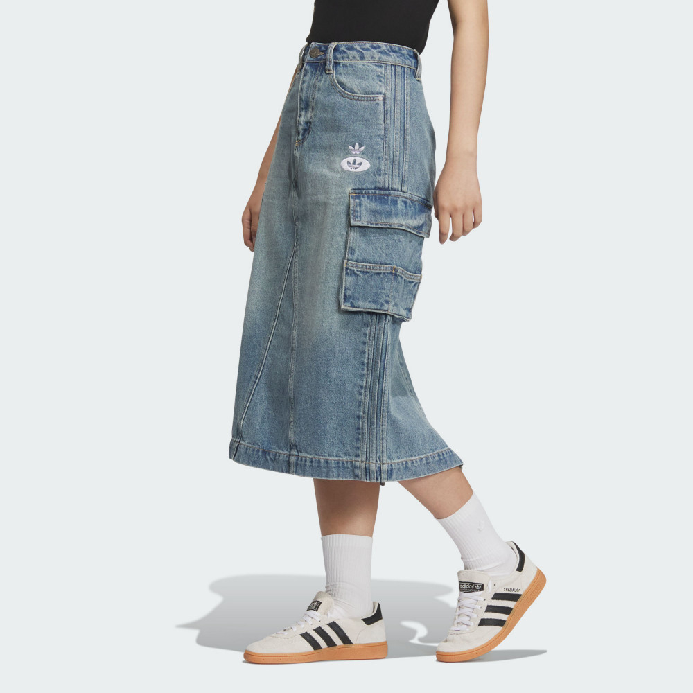 新品25 adidas デニムロングスカート レディース ブルー JM8036 adidas（アディダス）の「KSENIASCHNAIDER デニム マキシ