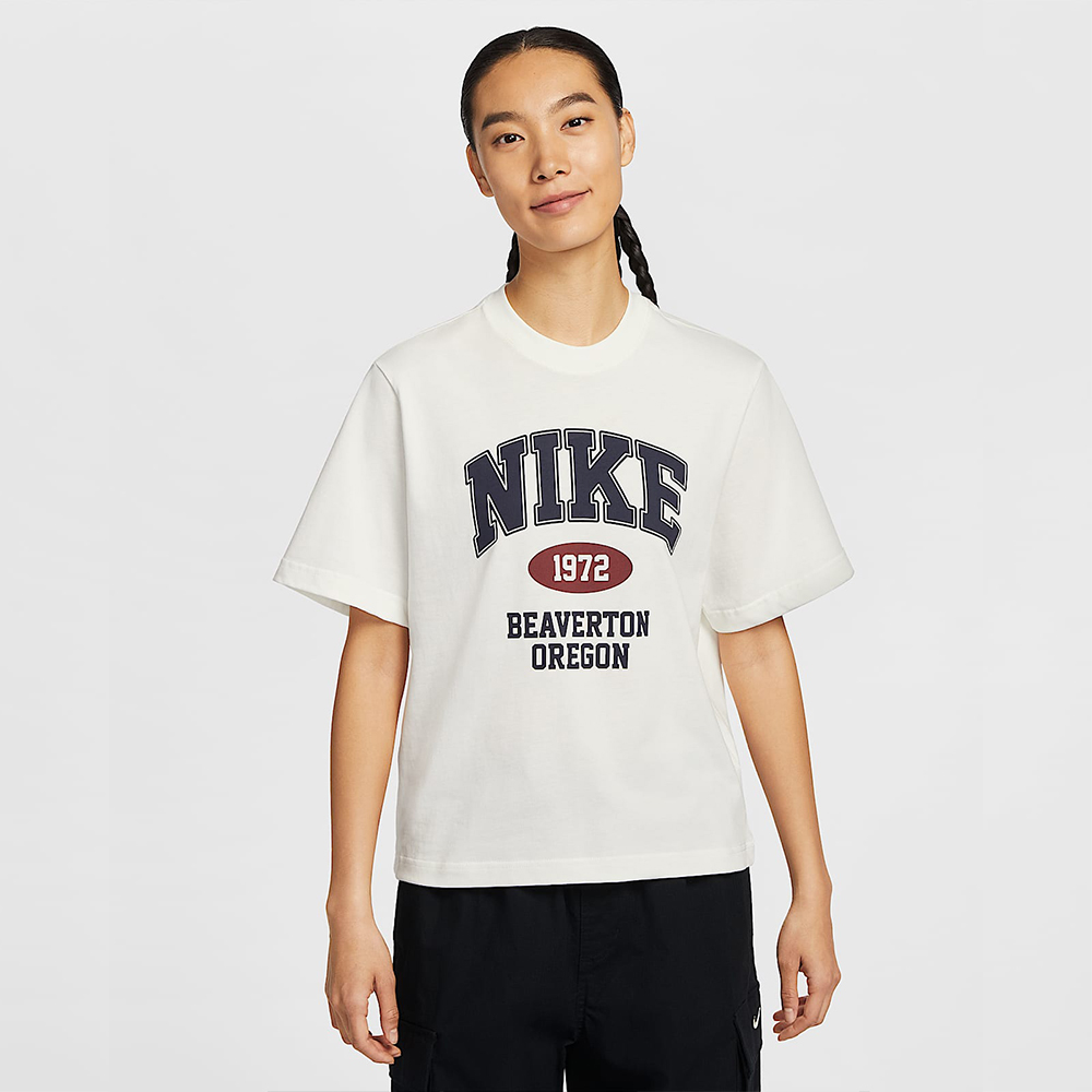 NIKE 耐吉 AS W NSW SS BOXY RETRO TEE GCE 女 短袖上衣 寬鬆 米白色-IH0825133