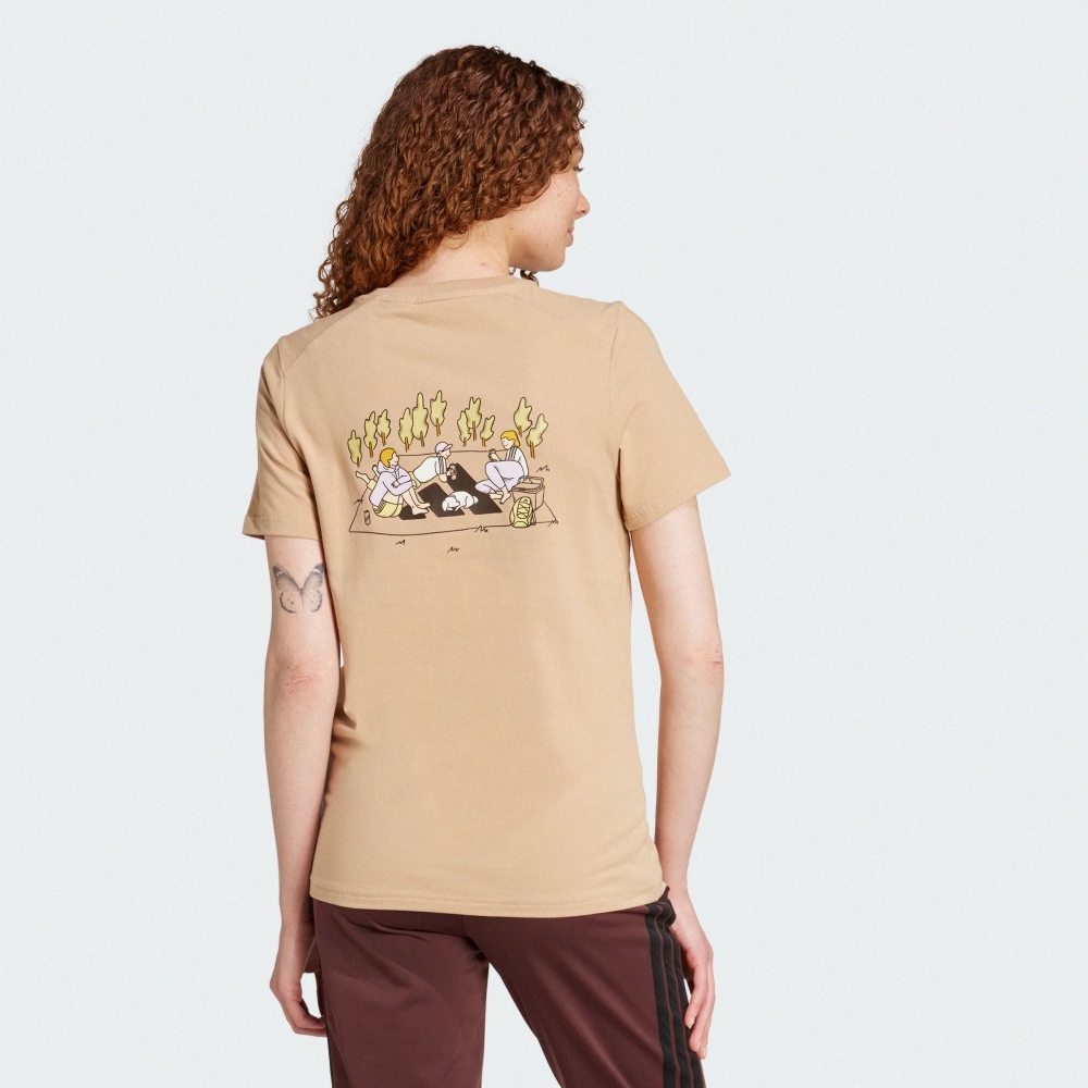 adidas 愛迪達 W C DDL CAMP T 女 短袖上衣 卡其色_JX5324