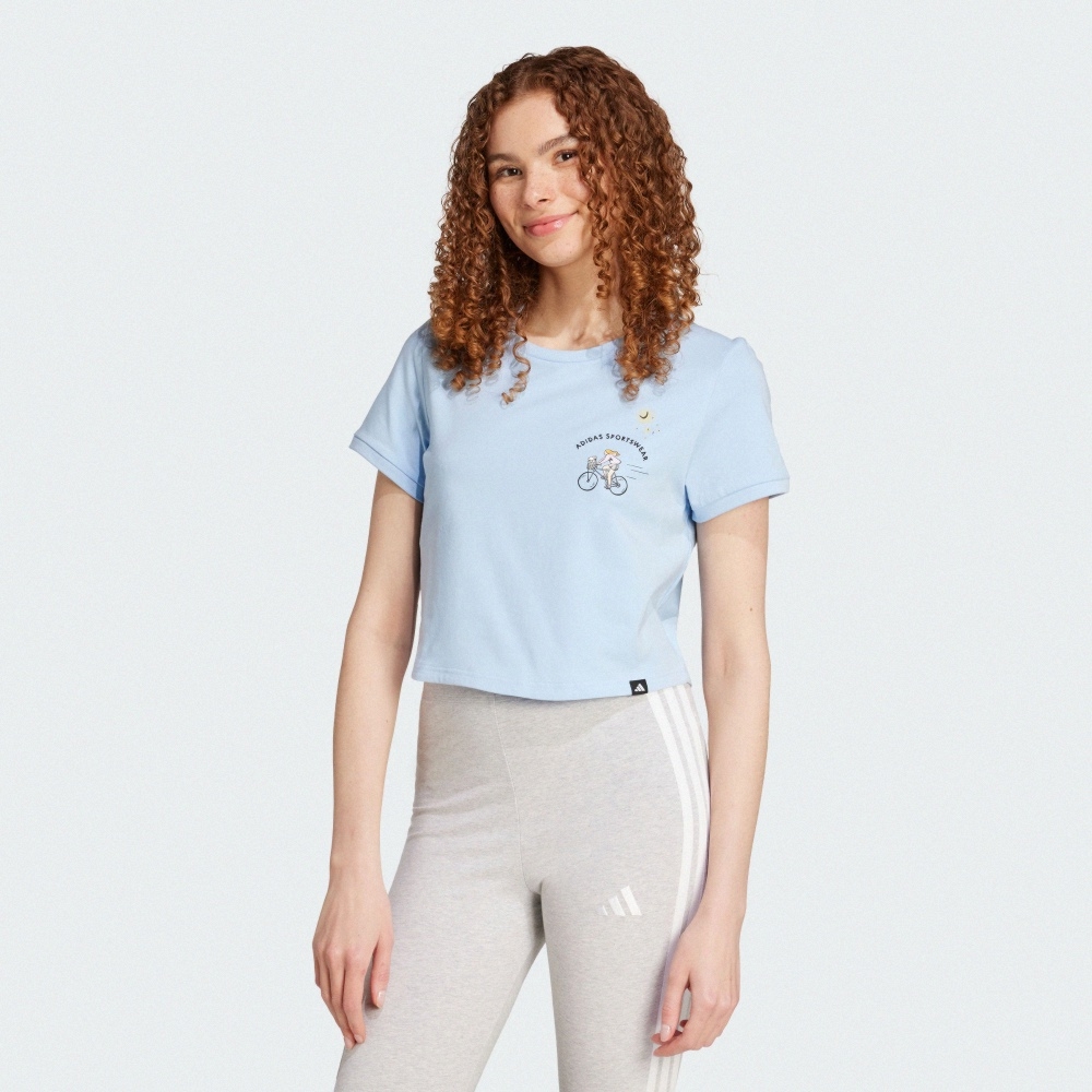 adidas 愛迪達 W C DDL CROP T 女 短袖上衣 藍色_JX5326