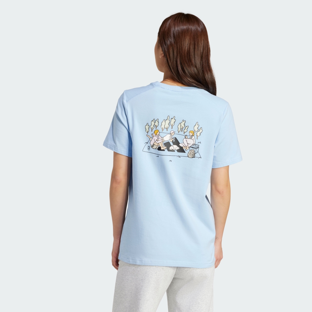 adidas 愛迪達 W C DDL CAMP T 女 短袖上衣 藍色_JX5323