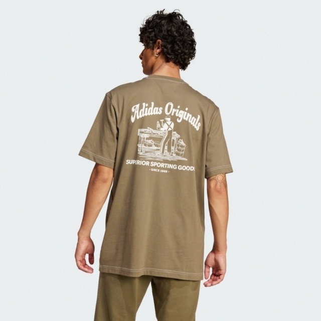 adidas 愛迪達 Adidas Wab Tee JP4476 男 T恤 運動上衣 休閒短袖 棉質 軍綠 棕 亞版