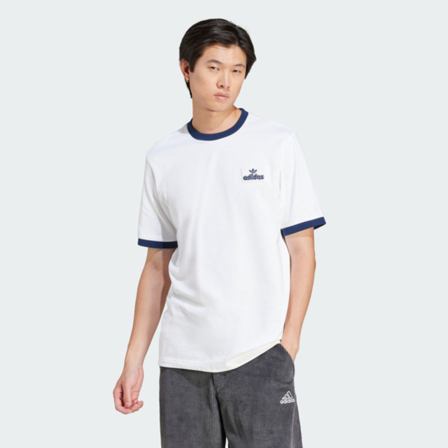 adidas 愛迪達 Adidas Contrast Tee JC8384 男 T恤 運動上衣 休閒短袖 白 深藍 亞版