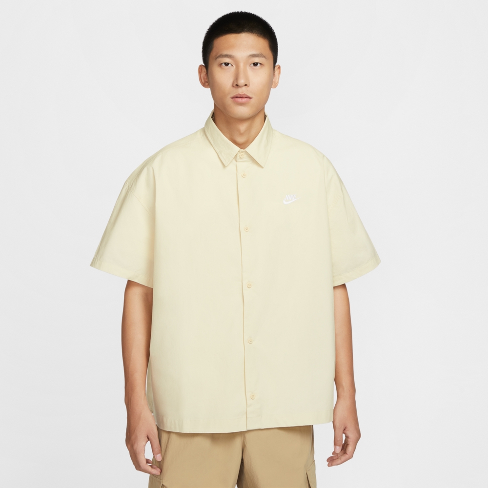 NIKE 耐吉 AS M NK CLUB SS BTN SHIRT OS 男 短袖上衣 淺卡其色-HJ2027234