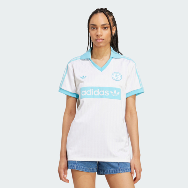 adidas 愛迪達 Adidas Football Tee JZ0848 女 T恤 運動上衣 休閒短袖 白 水藍 亞版