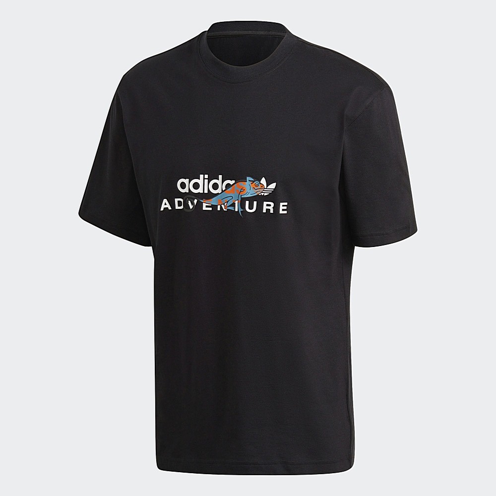 adidas 愛迪達 ADVENTURE GRAPHIC 男裝 短袖 變色龍 黑 經典logo三葉草 GD5610