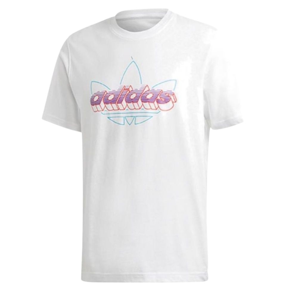 adidas 愛迪達 TECHY TEE 男裝 短袖 休閒 立體LOGO 棉質 白 經典logo設計 GD6009
