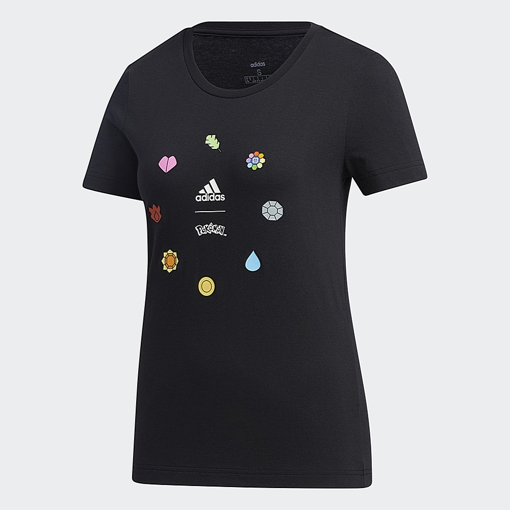 adidas 愛迪達 Pokemon 女 短T 黑 徽章 短袖 經典logo設計 運動潮流 運動休閒 GN3004
