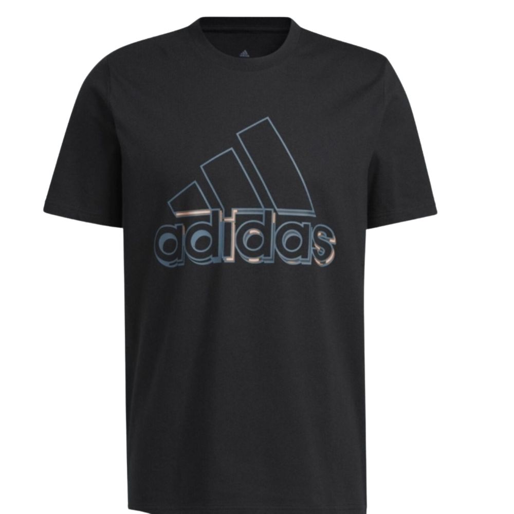 adidas 愛迪達 男款 Dynamic Sport 大 LOGO 圓領短T 100%棉 黑色上衣 運動休閒復古正品