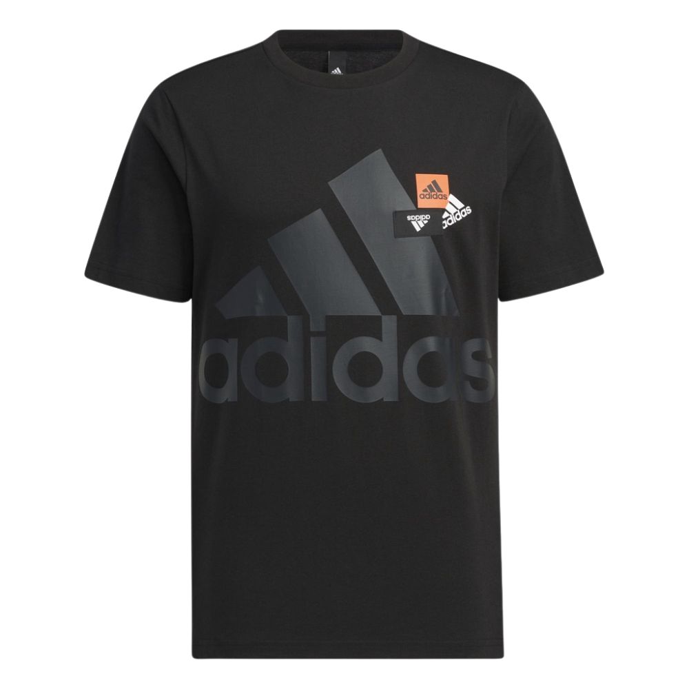 adidas 愛迪達 男款 Must Have BP3 Alphabet Logo 圓領短T 黑色字母印花 T 恤 休閒生活百搭