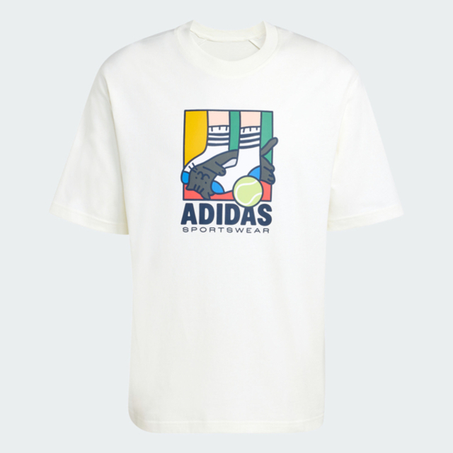 adidas 愛迪達 Adidas 愛迪達 M Ani Pop Ply T KE4341 男 T恤 運動上衣 休閒短袖 白 亞版 純棉