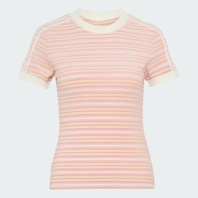 adidas 愛迪達 Adidas 愛迪達 Striped Tee KY8116 女 T恤 運動上衣 休閒短袖 粉紅 白 亞版