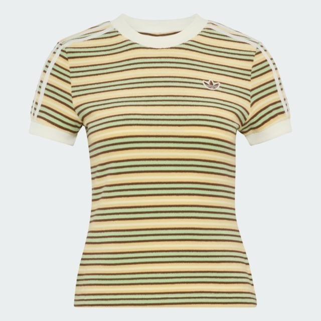 adidas 愛迪達 Adidas 愛迪達 Striped Tee KY8117 女 T恤 運動上衣 休閒短袖 黃綠 亞版