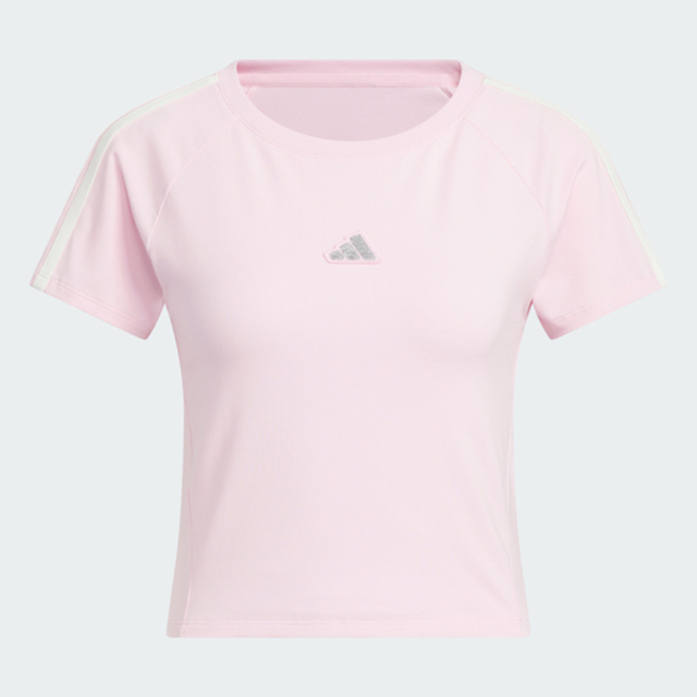 adidas 愛迪達 Adidas 愛迪達 Dce Baby Tee KS0277 女 T恤 運動上衣 休閒短袖 粉紅 亞版 短版 閃耀