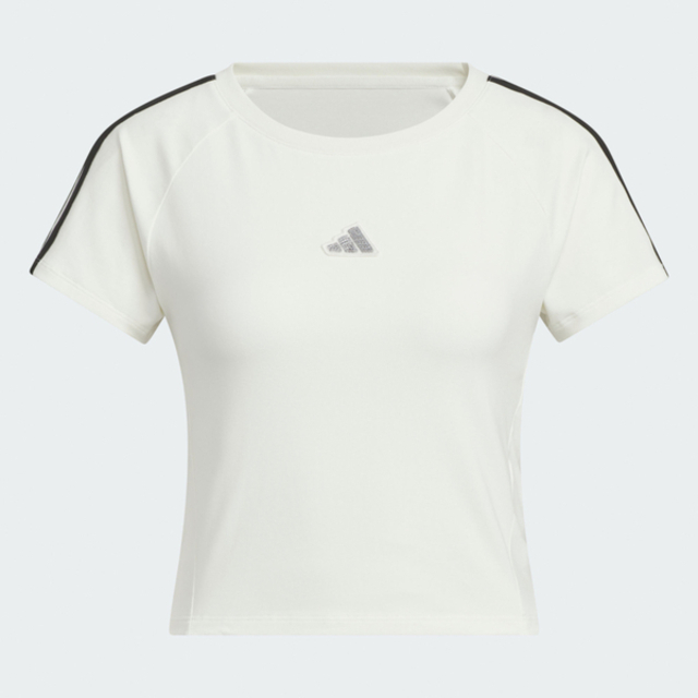 adidas 愛迪達 Adidas 愛迪達 Dce Baby Tee KS0276 女 T恤 運動上衣 休閒短袖 白 亞版 短版 閃耀