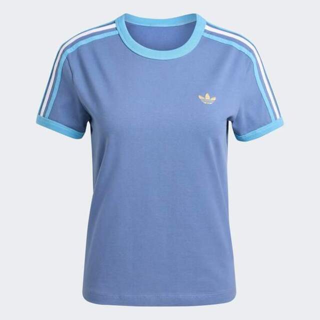 adidas 愛迪達 Adidas 愛迪達 3s Tee Slim KE9385 女 T恤 運動上衣 休閒短袖 藍 亞版 經典