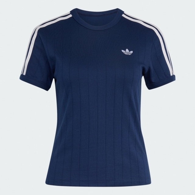 adidas 愛迪達 Adidas 愛迪達 Pstripe Ss Tee KS9992 女 T恤 運動上衣 休閒短袖 純棉 深藍