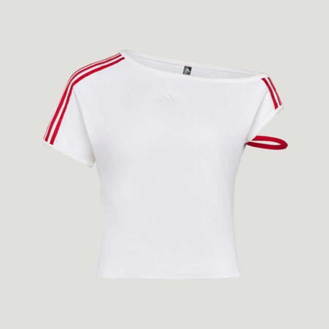 adidas 愛迪達 Adidas 愛迪達 Dce Os Tee KZ4233 女 T恤 運動上衣 休閒短袖 露肩 撞色 白