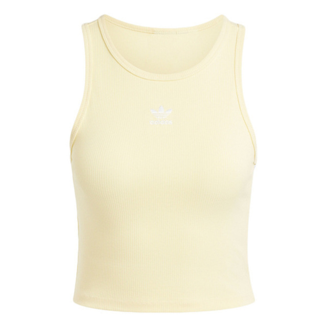 adidas Originals Adidas ESS RIB Tank IY9650 女 背心 運動 休閒 三葉草 羅紋 修身 流行 鵝黃