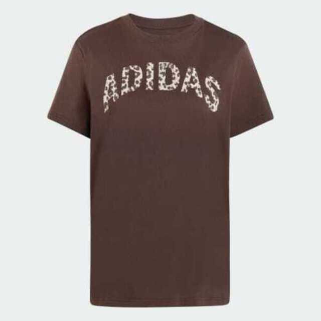 adidas 愛迪達 Adidas 愛迪達 Animal L T2 KT2680 女 T恤 運動上衣 休閒短袖 純棉 豹紋 深咖啡 深棕