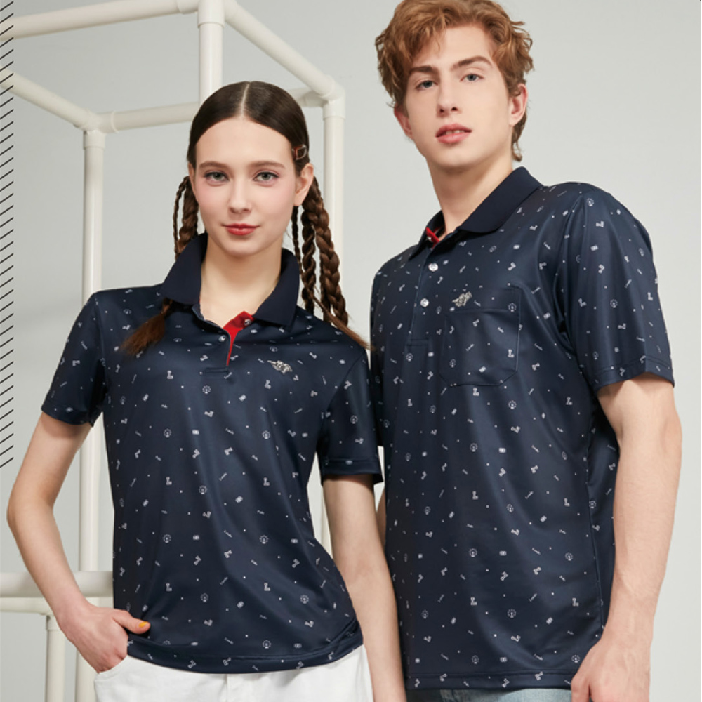 Londa Polo PK四角網眼印花男短袖POLO衫(P258208丈青)