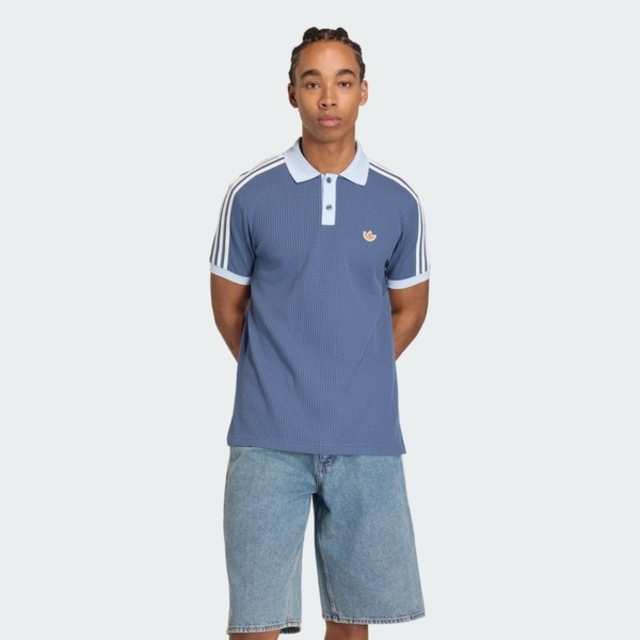 adidas 愛迪達 Adidas 愛迪達 Waffle Polo KX1230 男 Polo衫 運動上衣 休閒短袖 墨水藍 亞版