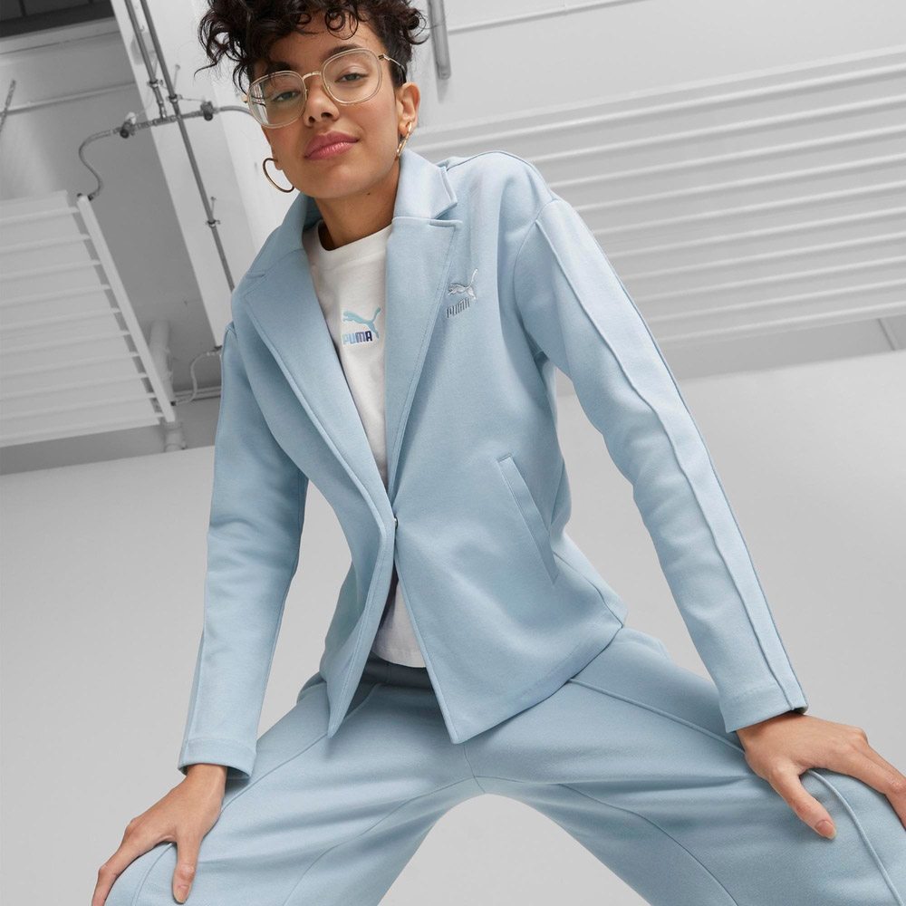 PUMA 彪馬 外套 流行系列 T7 代言款 棉質 西裝式 淺藍 女 67164579