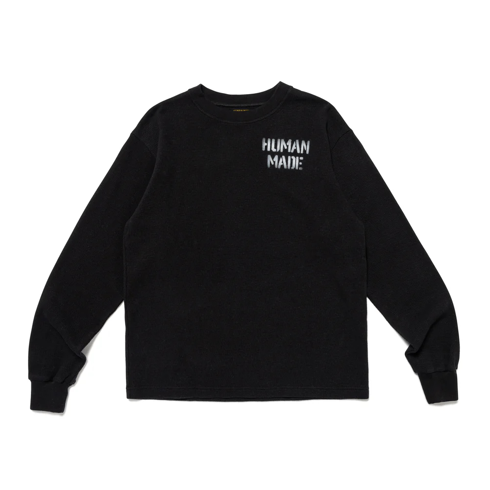 Human Made Thermal L/S 背後猿人頭長袖白/黑上衣T恤HM28CS006