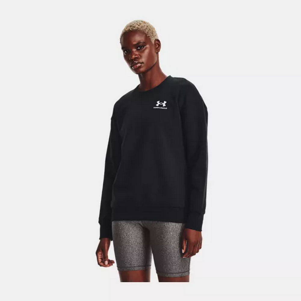 Under Armour 安德瑪 Essential Fleece 長袖套頭衫 女 大學T 黑色-1373032-001