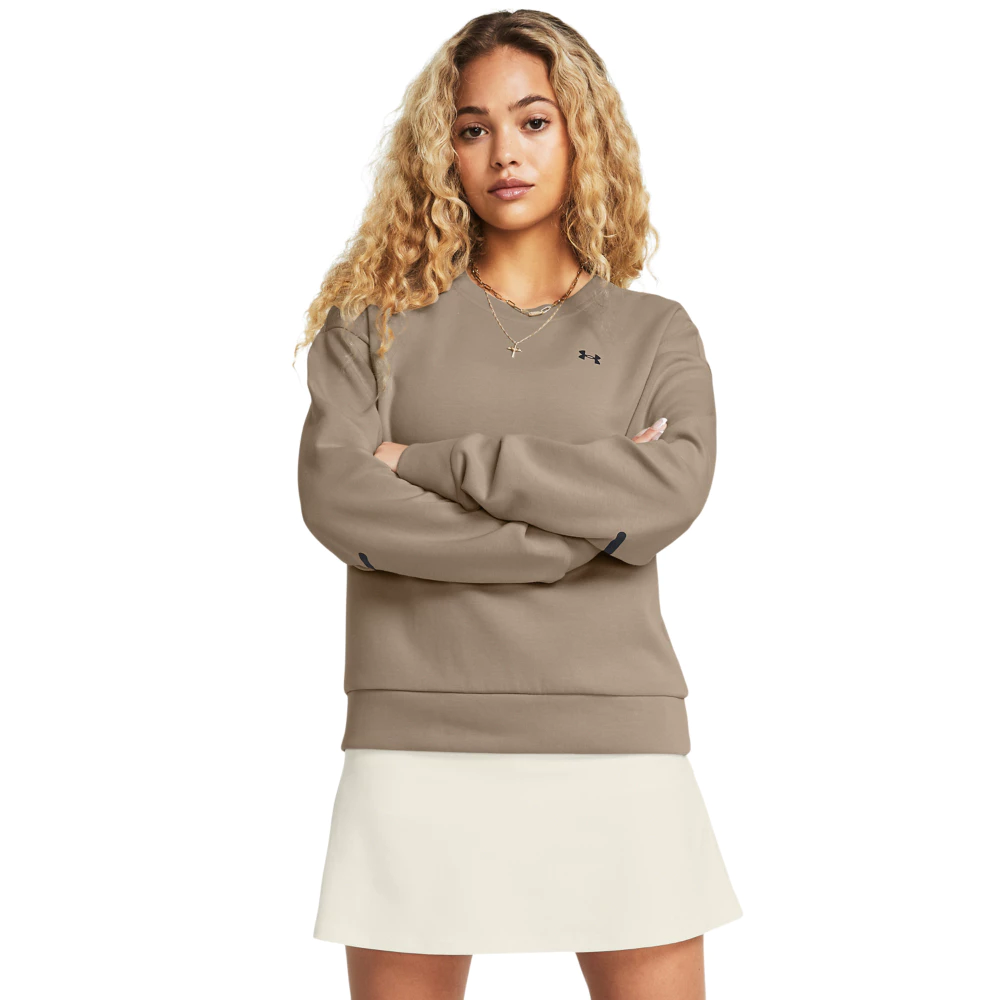 Under Armour 安德瑪 Unstoppable Flc 長袖套頭衫 女 大學T 卡其色-1379835-203