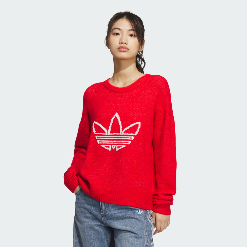 adidas 愛迪達 RS W SWEATER 圓領套頭衫 女 紅色-JN0714