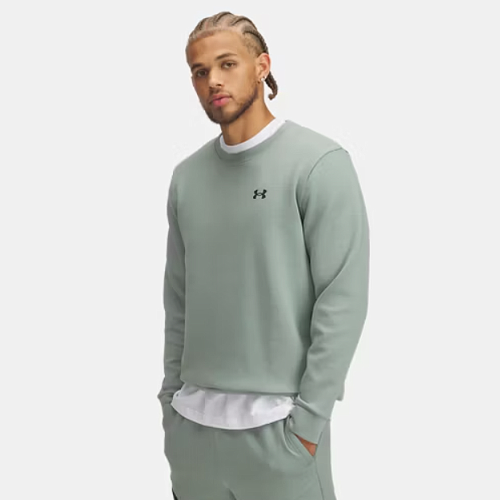 Under Armour 安德瑪 男 Unstoppable Flc 長袖套頭衫 男 綠色-1381688-348