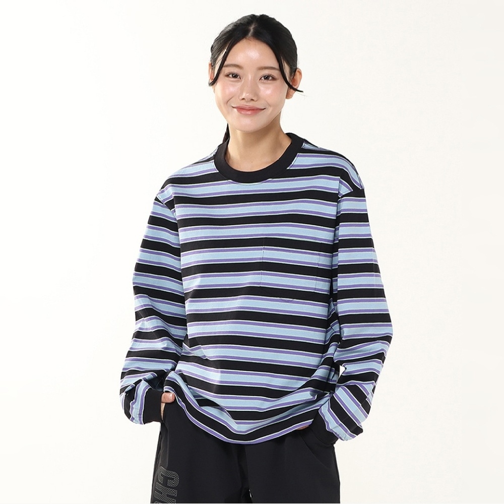 CHUMS Heavy Weight Border L/S T-Shirt 男 長袖上衣 黑/淺藍 CH012657K096