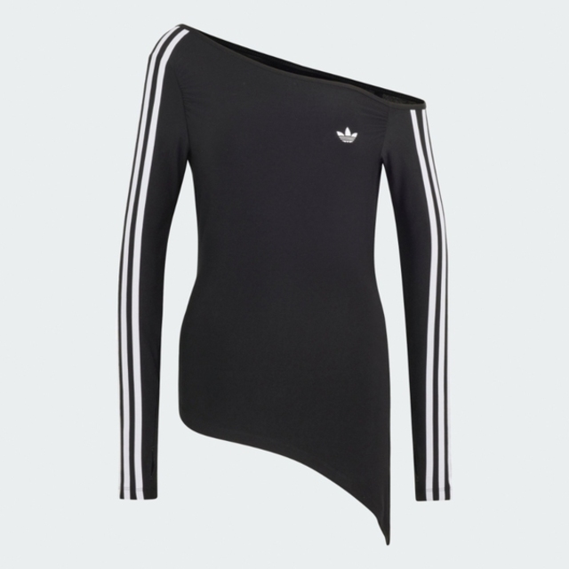 adidas 愛迪達 Adidas 愛迪達 Asymetric Top LE8310 女 長袖上衣 休閒長袖 斜肩 純棉 黑