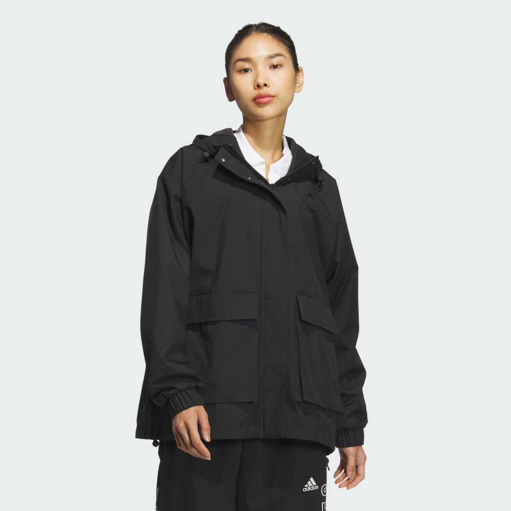 【ADIDAS 】MOUNTAIN PARKA 休閒外套女連帽寬鬆黑色JG3812
