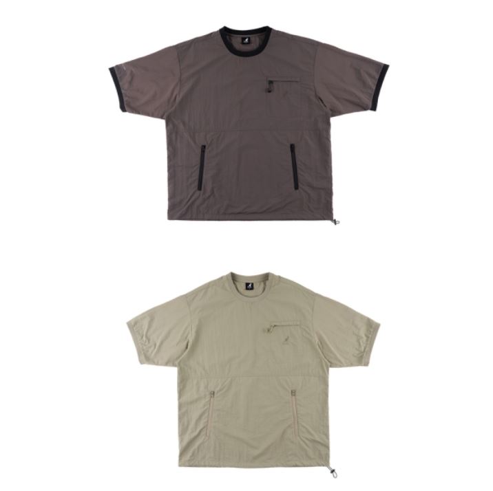 KANGOL KANGOL 短袖 短T 咖啡 淺綠 滑面 防風 袋鼠 上衣 中性 63251013-
