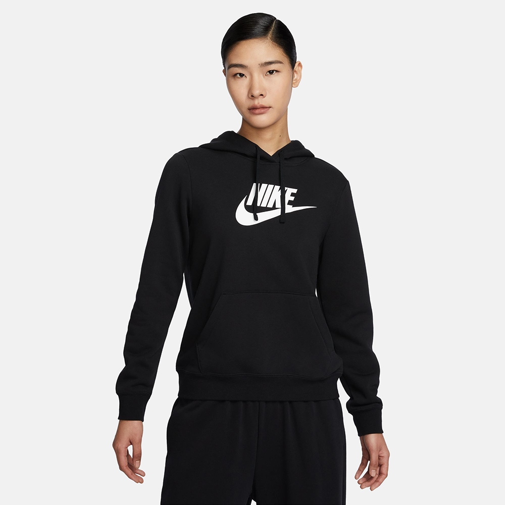 NIKE 耐吉 NIKE 帽T Club FLC GX STD PO HD 黑 刷毛 基本款 長袖 女 DQ5776-010
