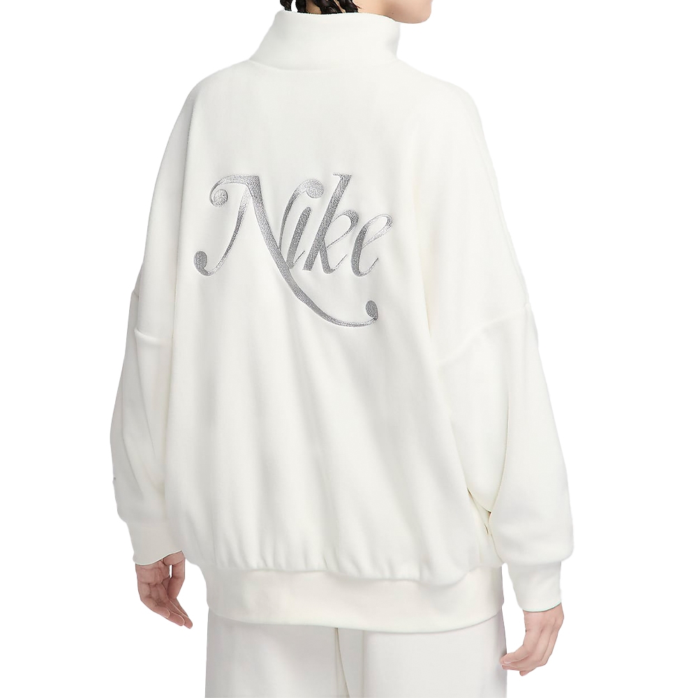 NIKE 耐吉 NIKE 外套 NSW NSP TRK JKT 米白 搖粒絨 刺繡 立領外套 女 HQ7977-133