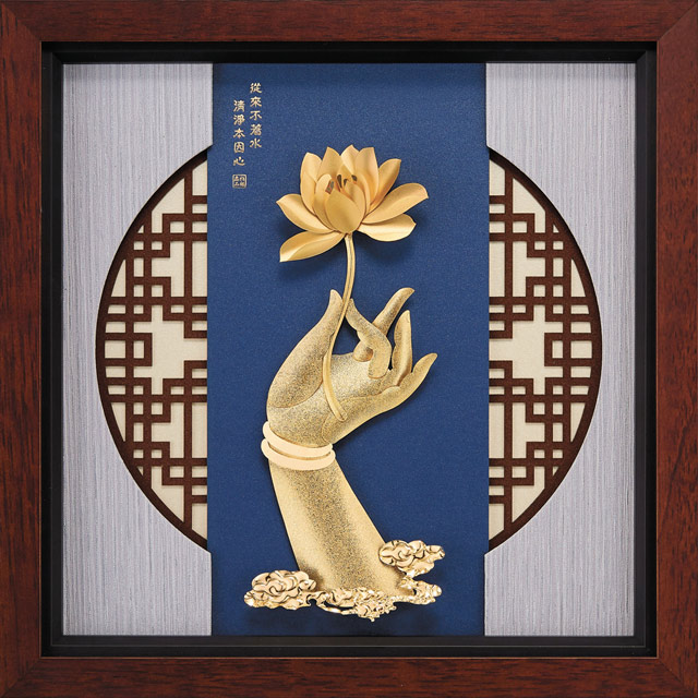 開運陶源金箔畫純金素雅系列(佛手蓮花) 30x30cm - PChome 24h購物