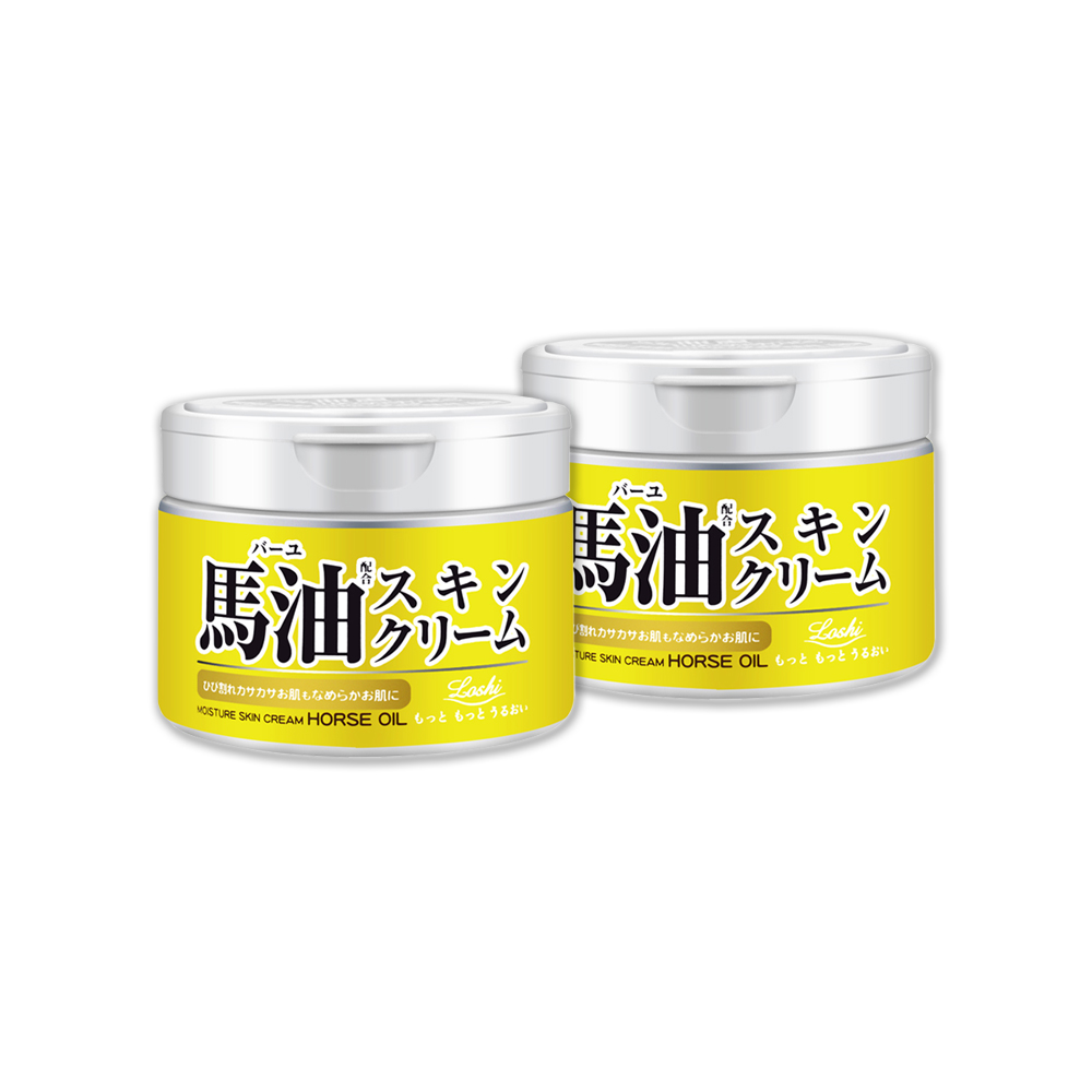 loshi (2罐超值組)日本-馬油植萃水潤保濕軟化角質全身保養護膚霜220g/罐(修護肌膚萬用乳霜,多效護理潤膚面霜)