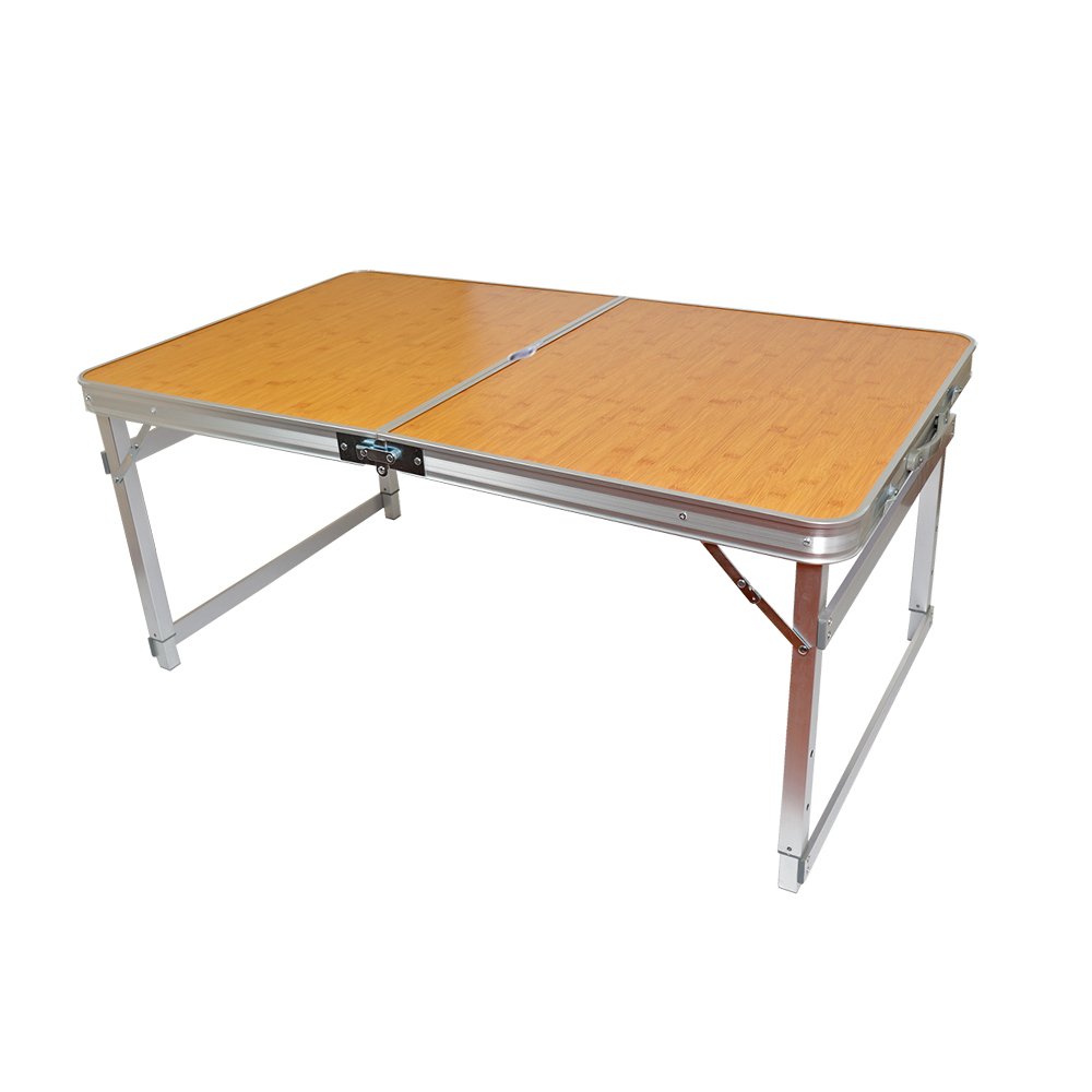 可調桌腳 堅硬方管鋁合金折疊桌 ( 竹紋 ) /野餐桌/露營桌/行動桌/庭園桌/折合桌/戶外桌/摺疊桌